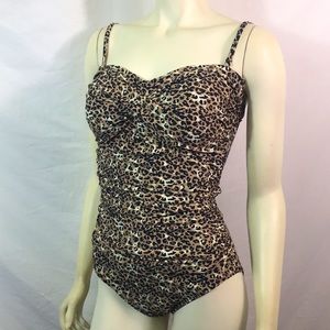 Relleciga leopard one piece bathing suit, size L, NWT